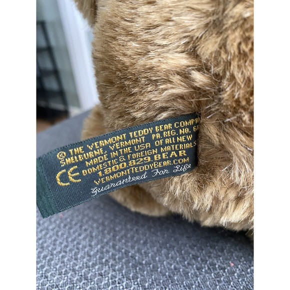 Vintage Vermont Teddy 15” Bear Black Tie Jointed Limbs Stuffed Toy - Picture 6 of 10